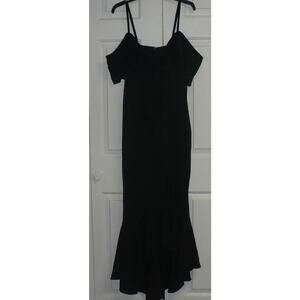 Gracia Women's Off-the Shoulder‎ Tie Front Ruffle Slit Dress in Black Small $146